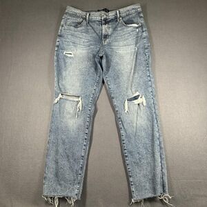 Gap Boyfriend Jeans Womens 12/31 Blue Medium Wash High Rise Distressed Raw Hem